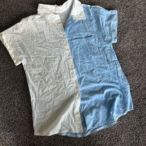 Two-Tone Blue and White Button-Up Shirt